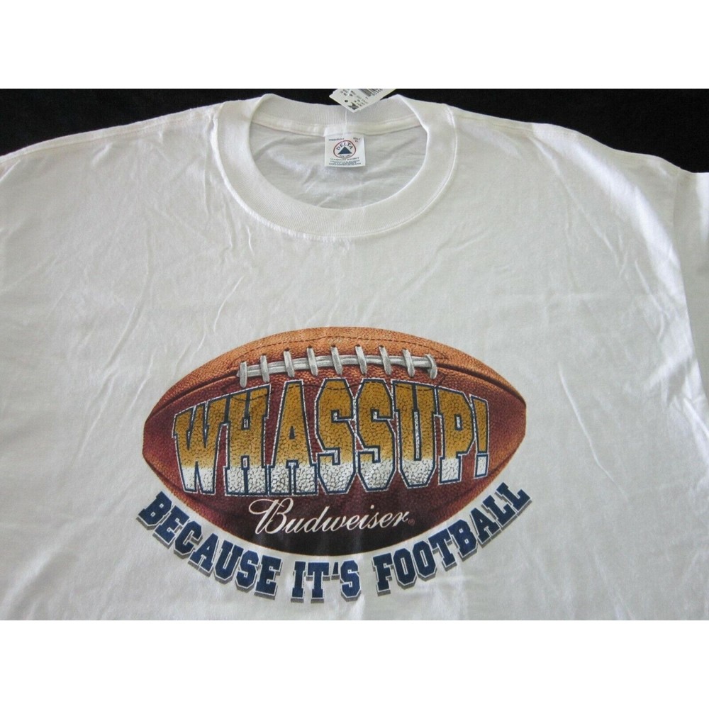 Vintage Budweiser WHASSUP Because It's Football Mens Shirt XL Extra Large NFL